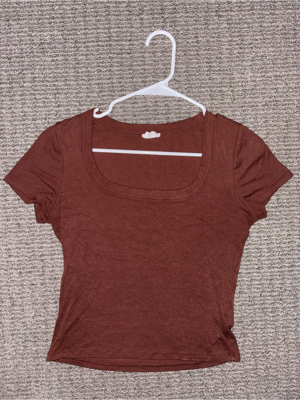 Cotton On Scoop Neck Short Sleeve Crop Top - Rust - Size L